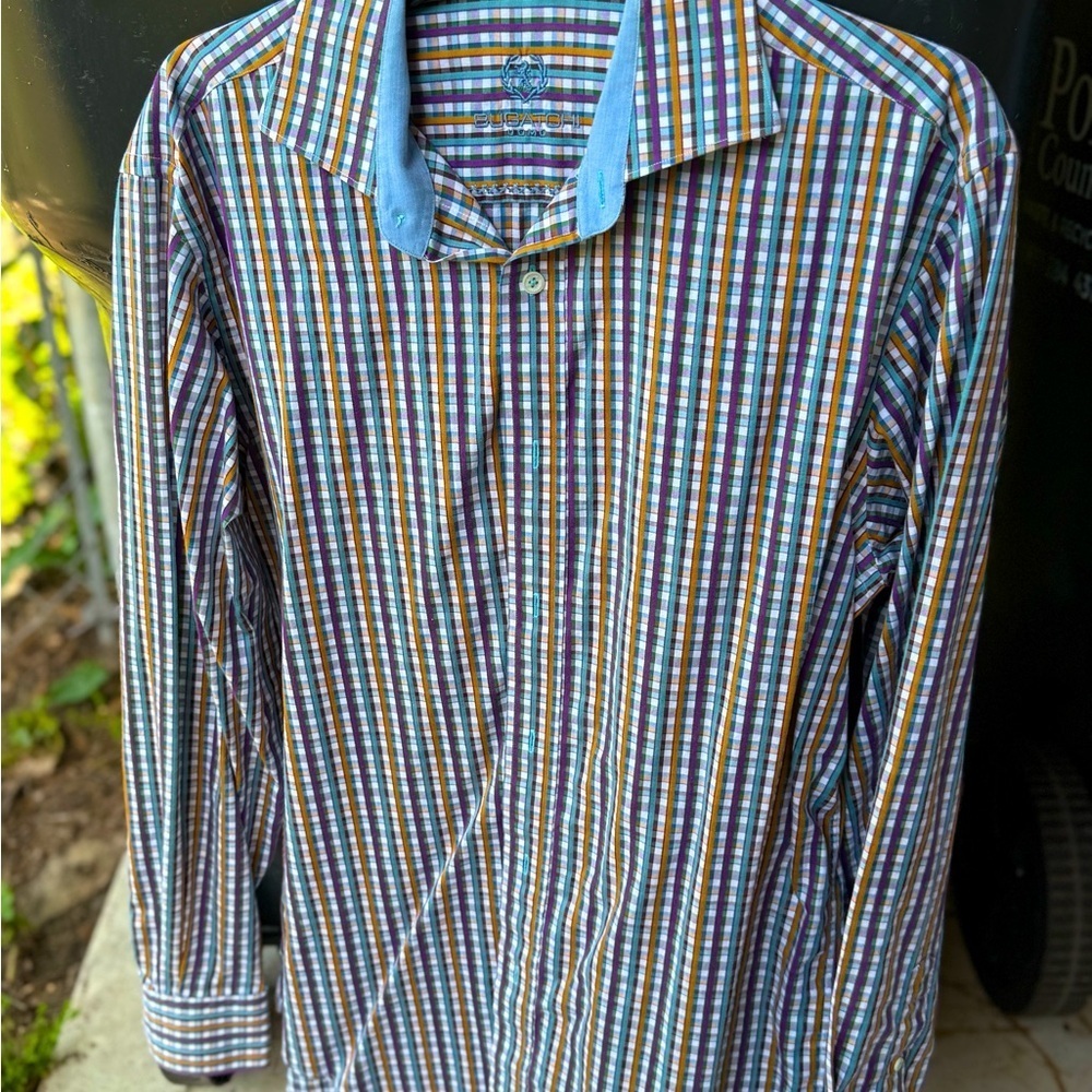 Men’s Large Bugatchi Multicolored LS Dress Shirt. - Picture 2 of 4